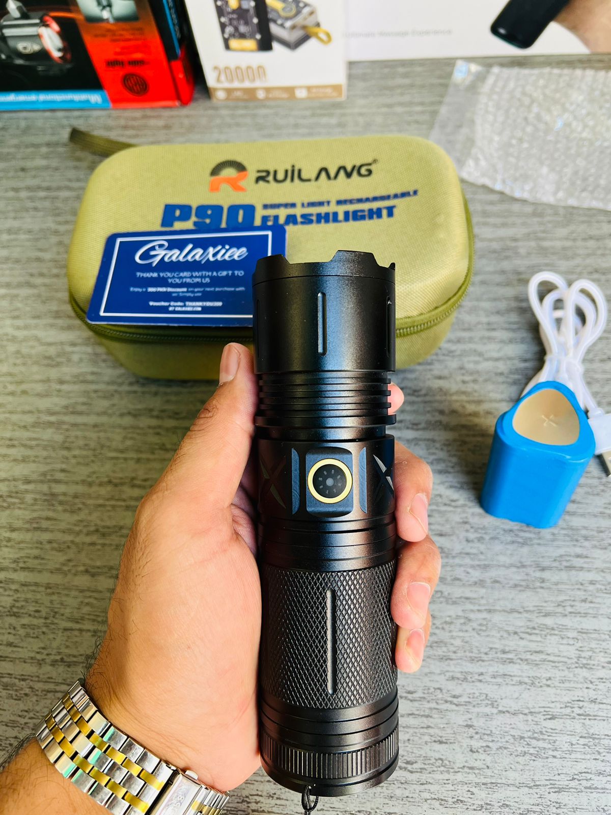 P-90 Powerful Flashlight Torch – 2 KM Ultra Long Range