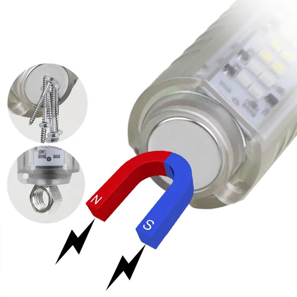 Long Range 30W LED White Zoom Transparent Fluorescent Flashlight With Clip Magnet Light Tactical Bright Outdoor Torch