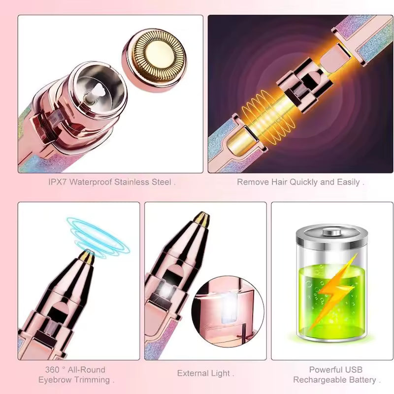 Electric Eyebrow Trimmer Painless Pen Eyebrow Remover Lady Hair Machine Razor Shaver Epilator Private Depilator For Women Lady