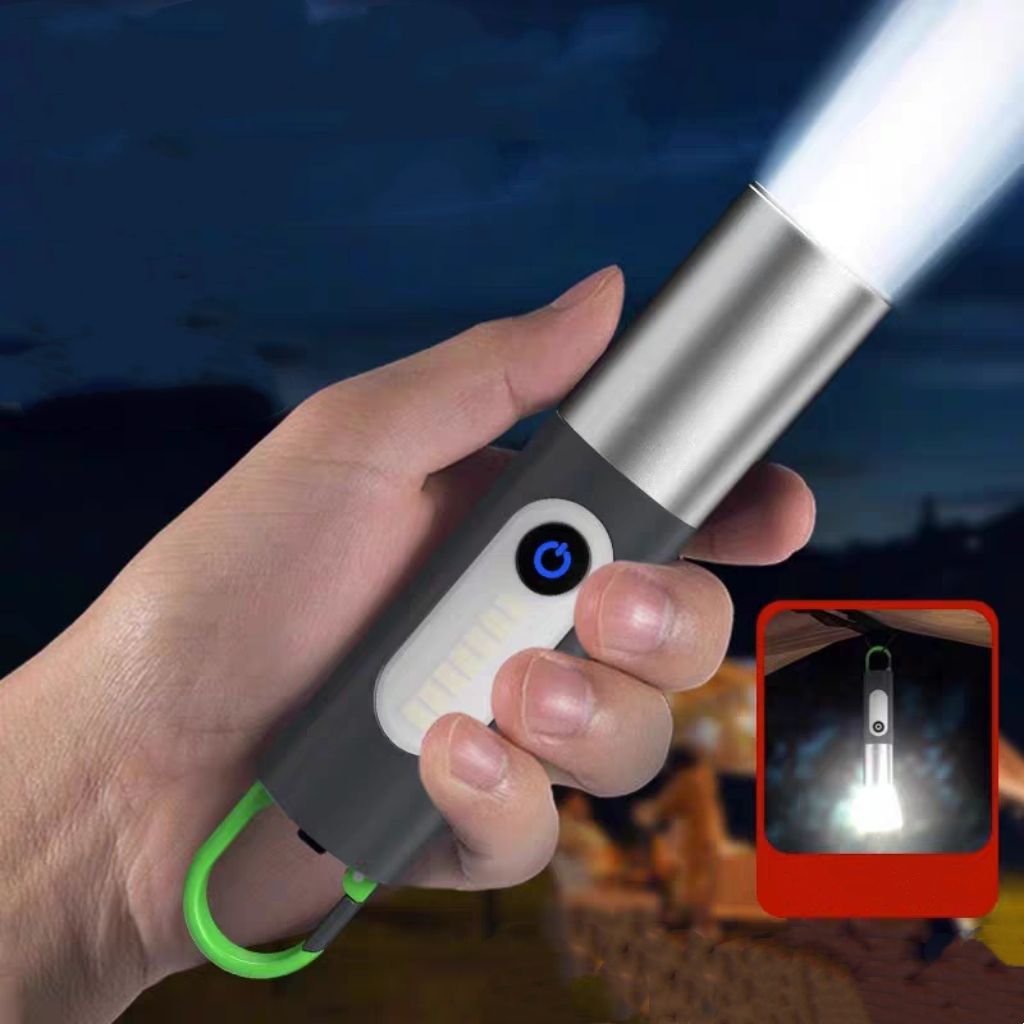 P50 1000 Lumens Outdoor Multi-functional Zoomable LEP White Laser Flashlight Type-C Charging Telescopic Torch for Emergency