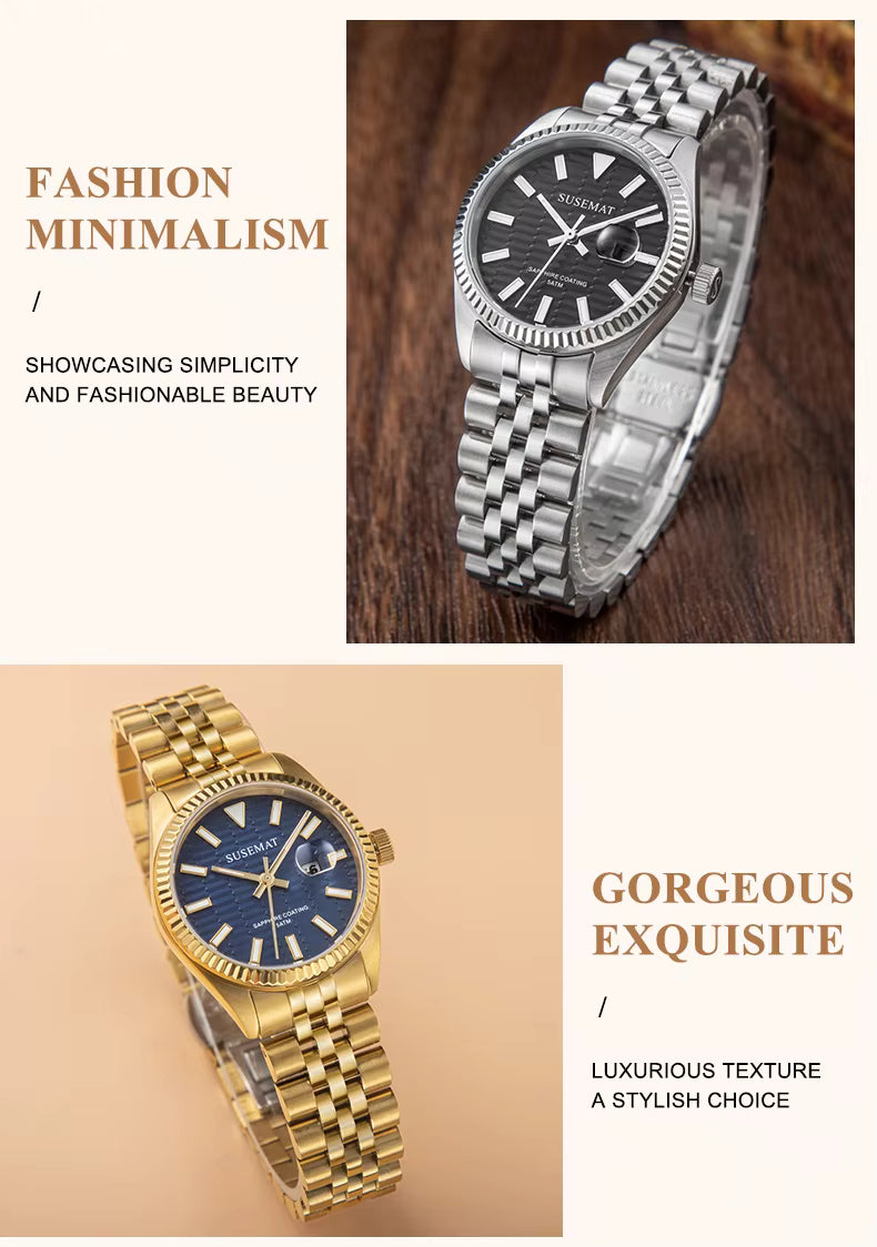 SUSEMAT Luxury Casual Men’s Business Quartz Wristwatch | Stainless Steel Strap | Waterproof | Premium Stylish Watch for Men | Perfect Lover Gift